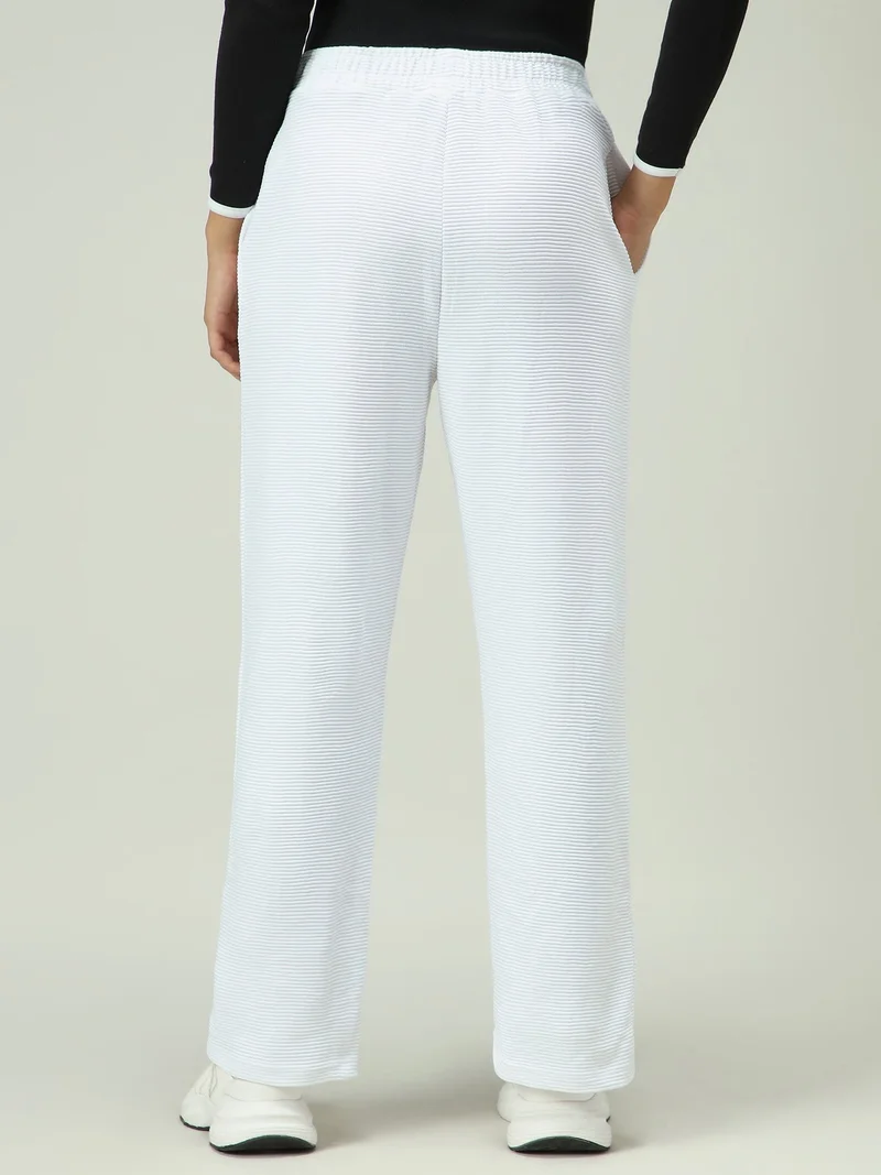Outzidr  White Textured Solid Sweatpants for Women | Best Price UAE